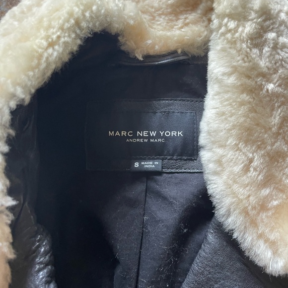 Andrew Marc leather Jacket with faux fur color - Picture 2 of 2